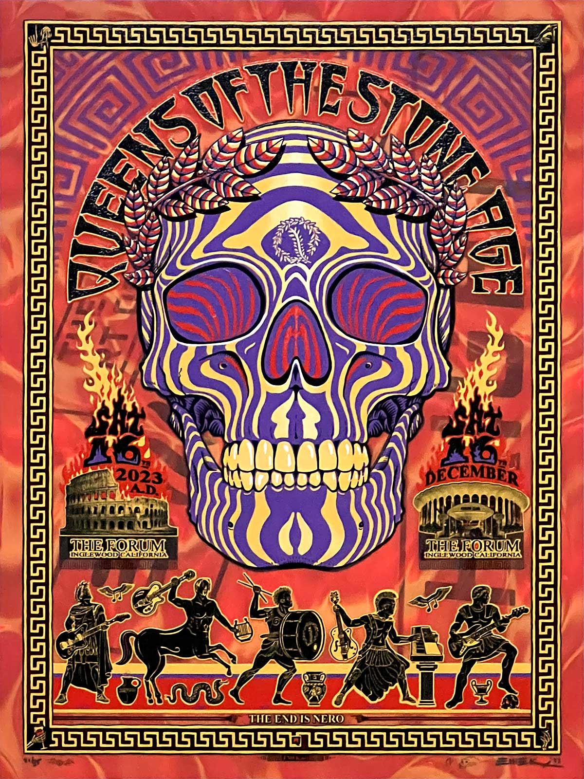 QOTSA 2023 LA Forum Poster by Emek - Lenticular Orange/Yellow