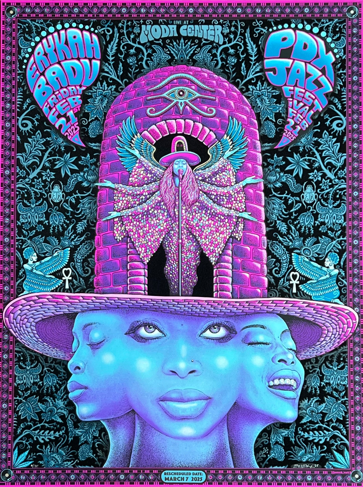 Erykah Badu PDX Jazz Festival Poster - On Black Velvet Pearl