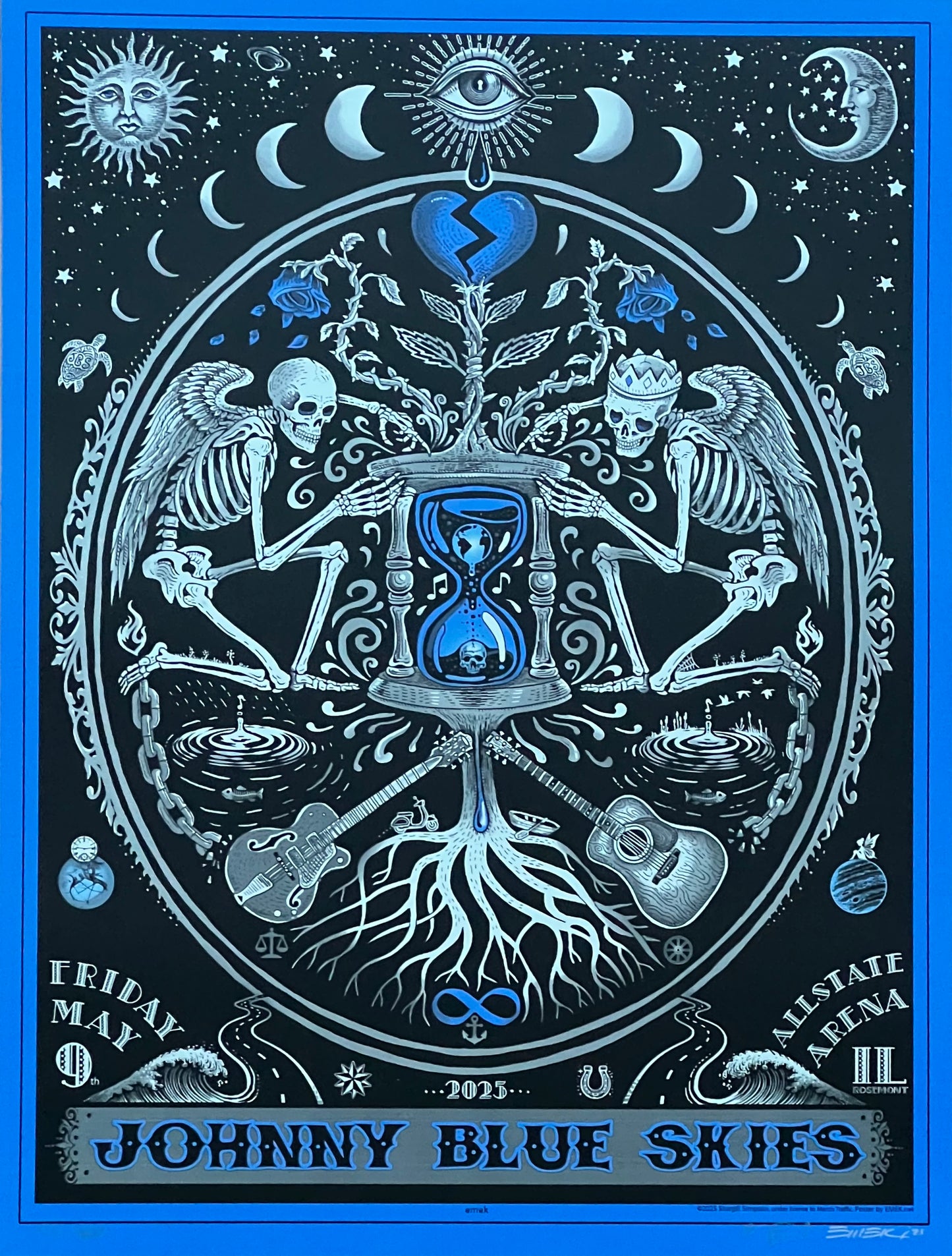 Johnny Blue Skies Poster - Blue Glow