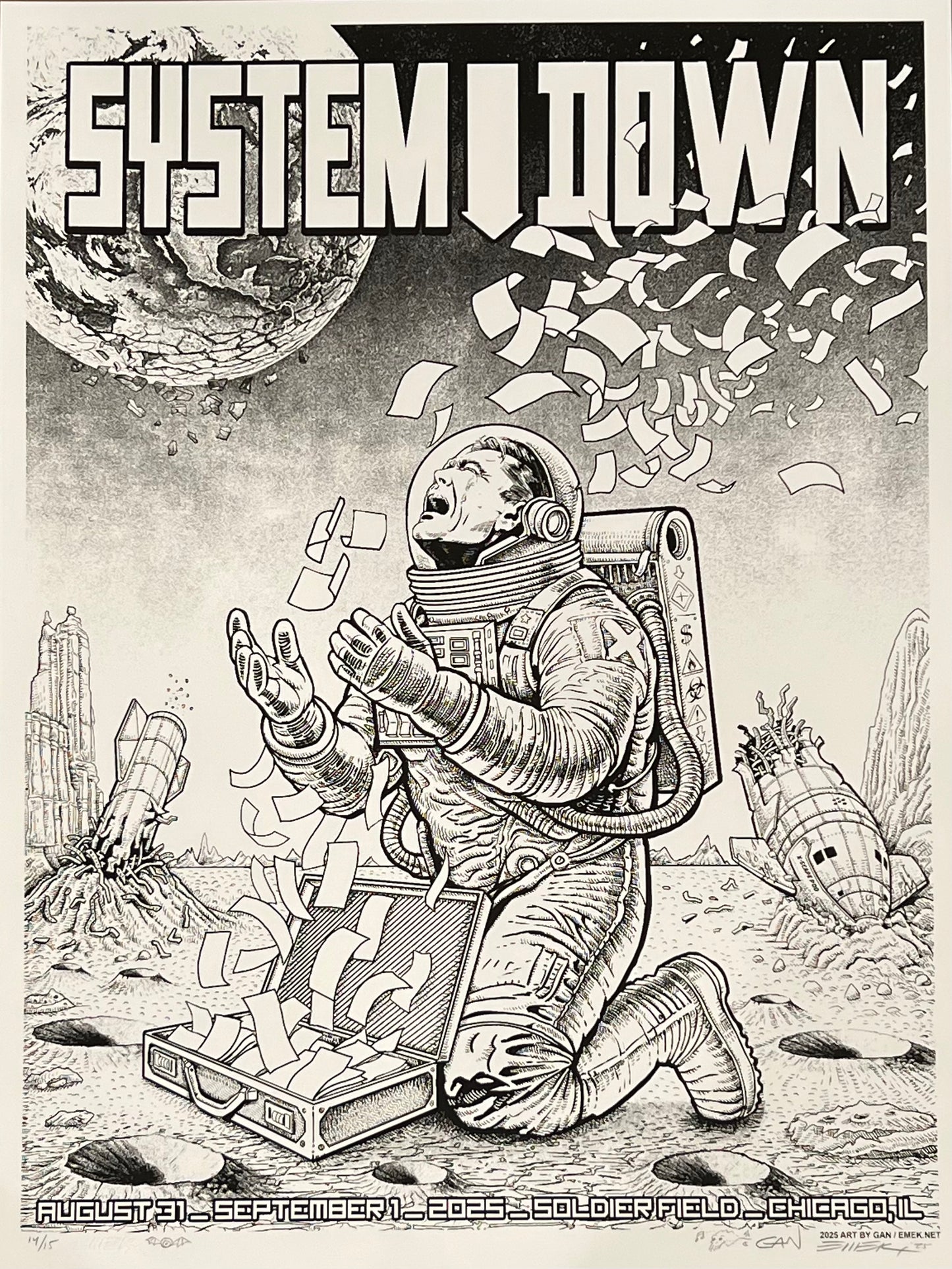 System of a Down Mars Poster - Black & White