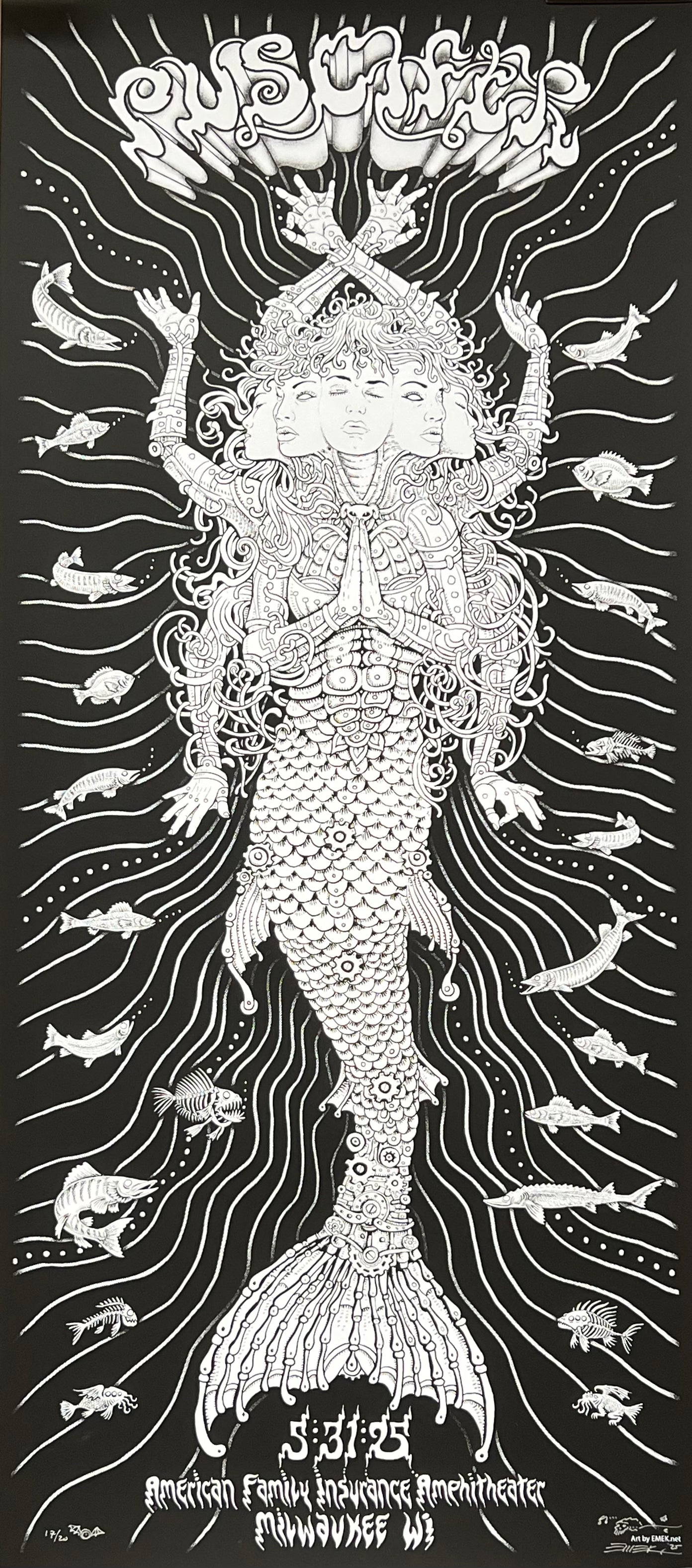 Puscifer Mermaid Poster - Black & White