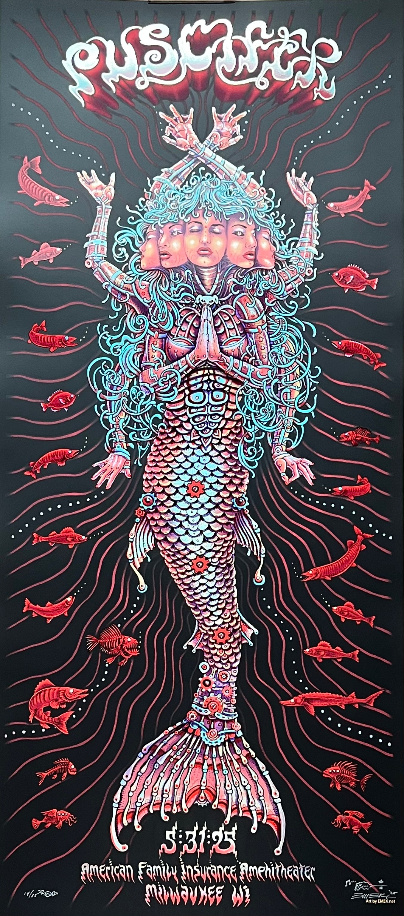 Puscifer Mermaid Poster - Red Shimmer Foil