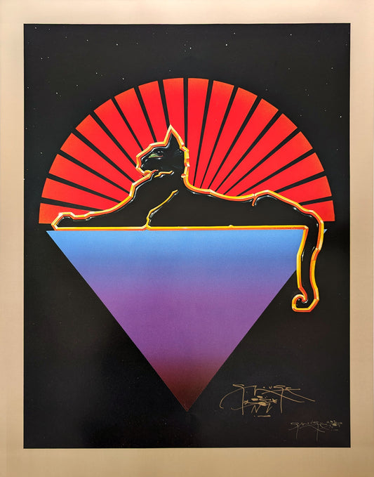 Cats Under the Stars Gold Poster by Stanley Mouse