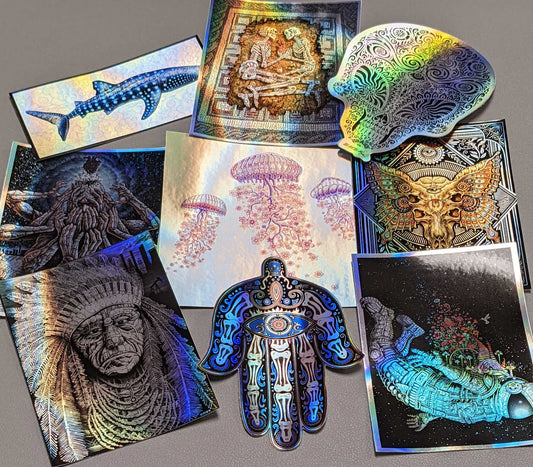 Set of 9 Holographic Foil Stickers by Emek