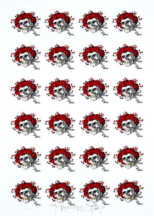Pop Skull & Roses (w/gold teeth) Screen Print by Stanley Mouse