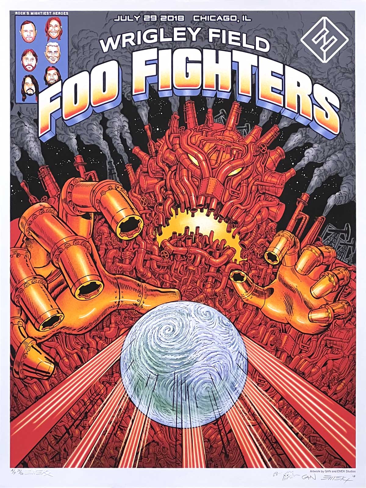 Foo Fighters Wrigley 2018 Poster by Emek & Gan