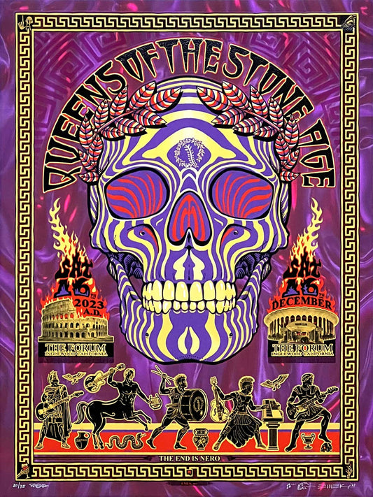 QOTSA 2023 LA Forum Poster by Emek - Lenticular Pink/Yellow