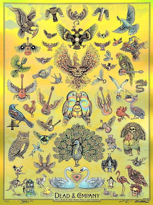 Dead & Co Birds Gold Edition Poster by Emek