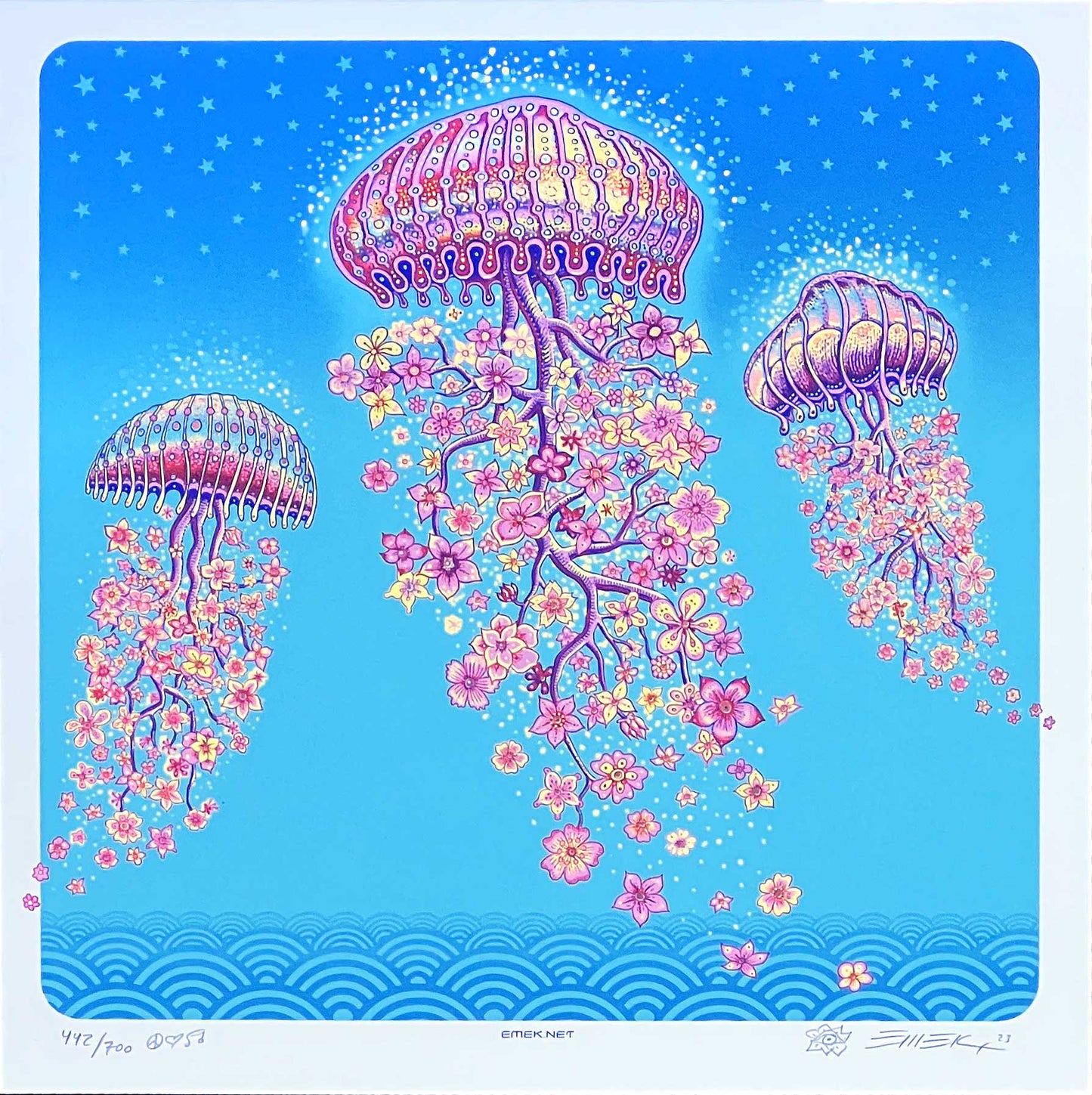 Jelly Blossoms 12" Blue Sky Print