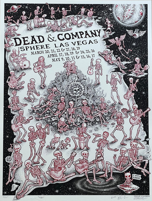 Dead & Co Sphere 2025 Poster - Black, White, Red