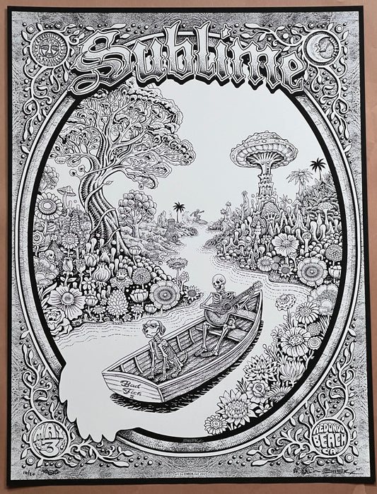 Sublime Dog Boat Poster - Black and White