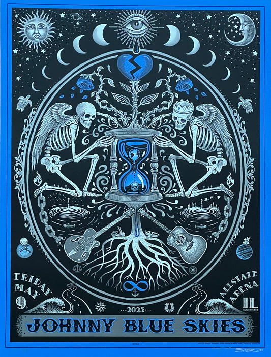 Johnny Blue Skies Poster - Blue Glow