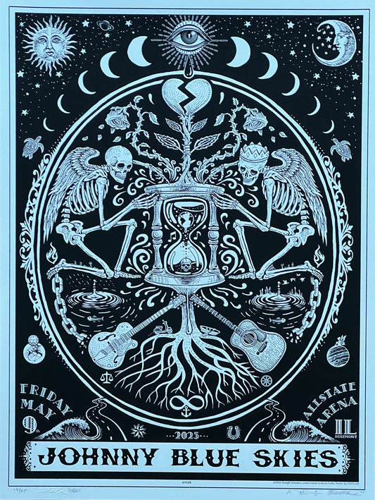 Johnny Blue Skies Poster - Black and White