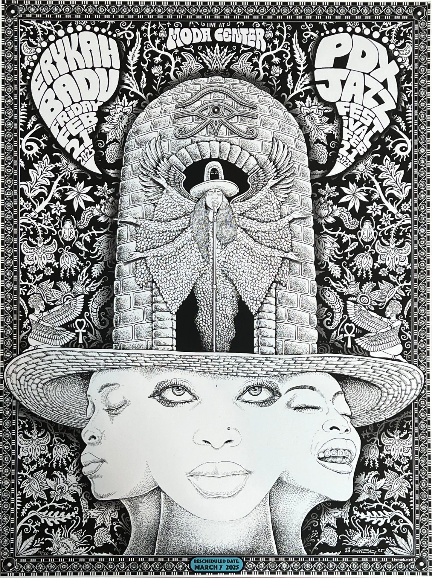 Erykah Badu PDX Jazz Festival Poster - Black and White
