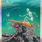 Surfing Skeleton Foil Print
