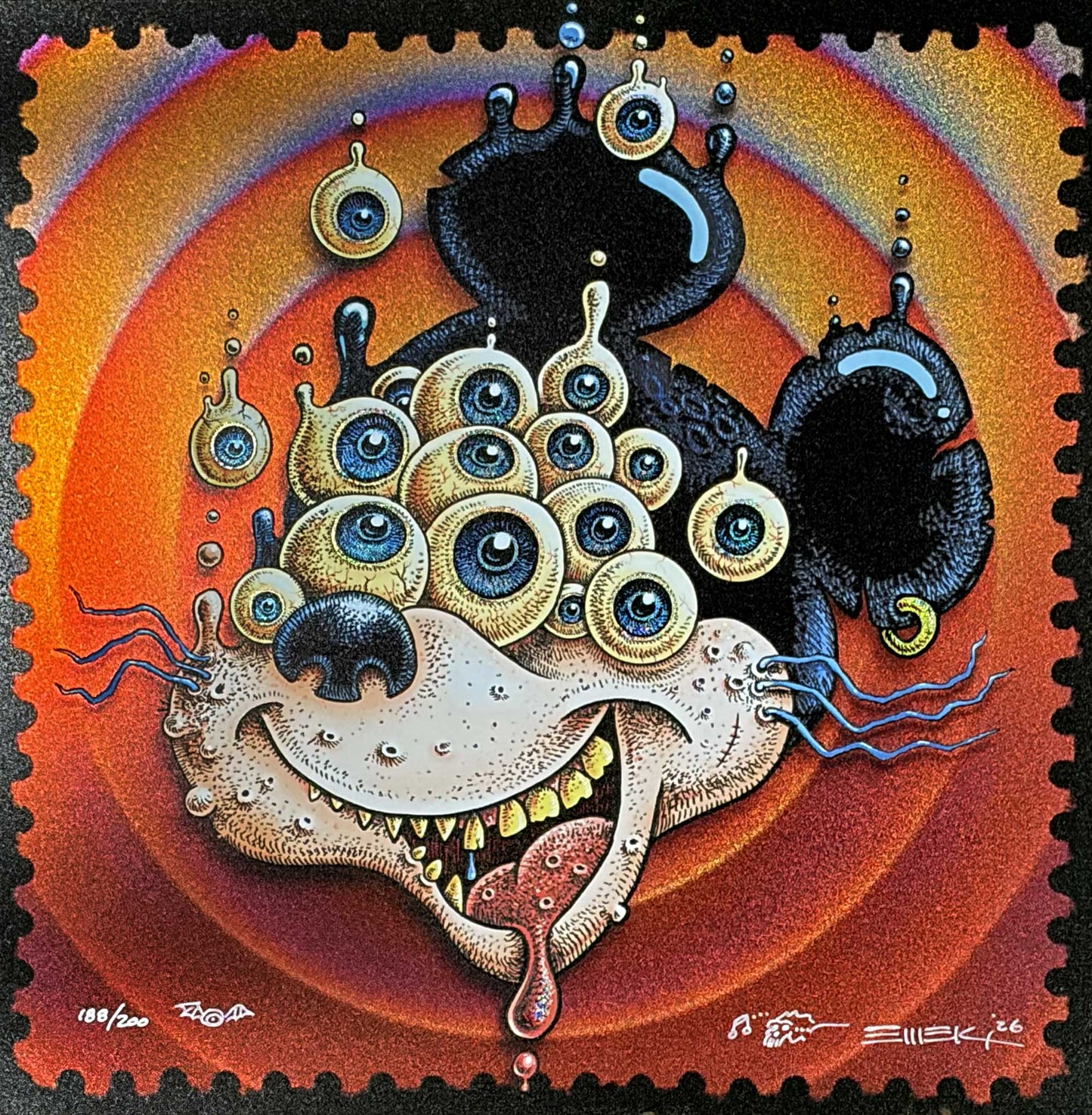 MickEye Mouse Print - Orange BG Sparkle