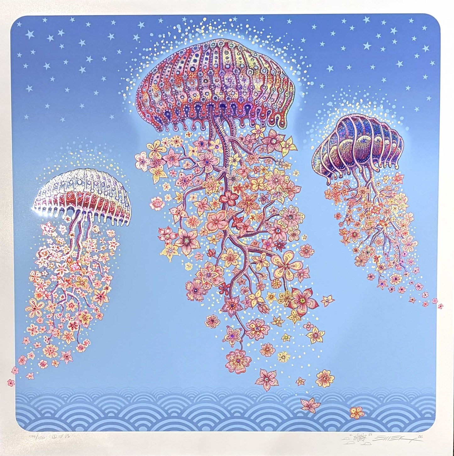 Jelly Blossoms 24" Blue Sky Print