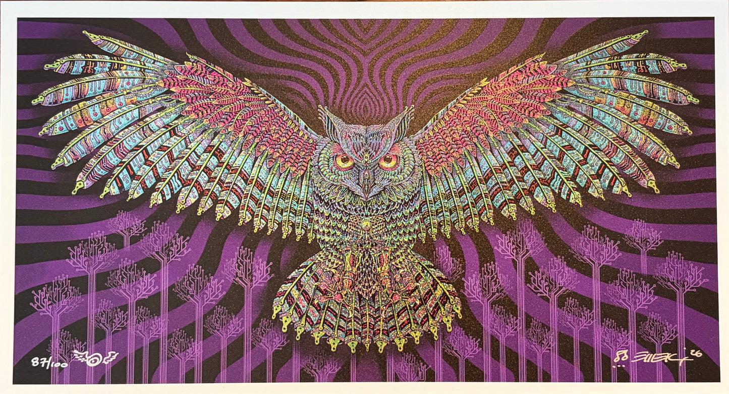 Owl Mini Print - Shimmer Foil