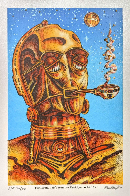 Stoned Wars I Droid Mini Print by Emek