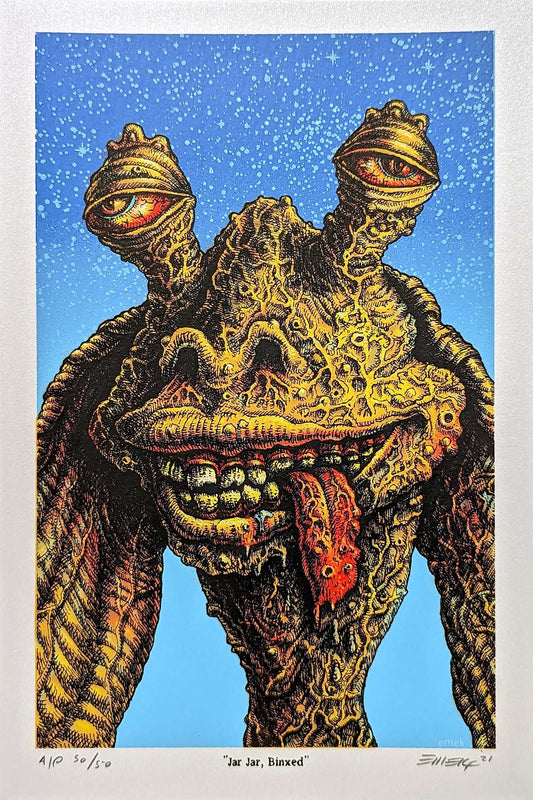 Stoned Wars V Jar Jar Mini Print by Emek