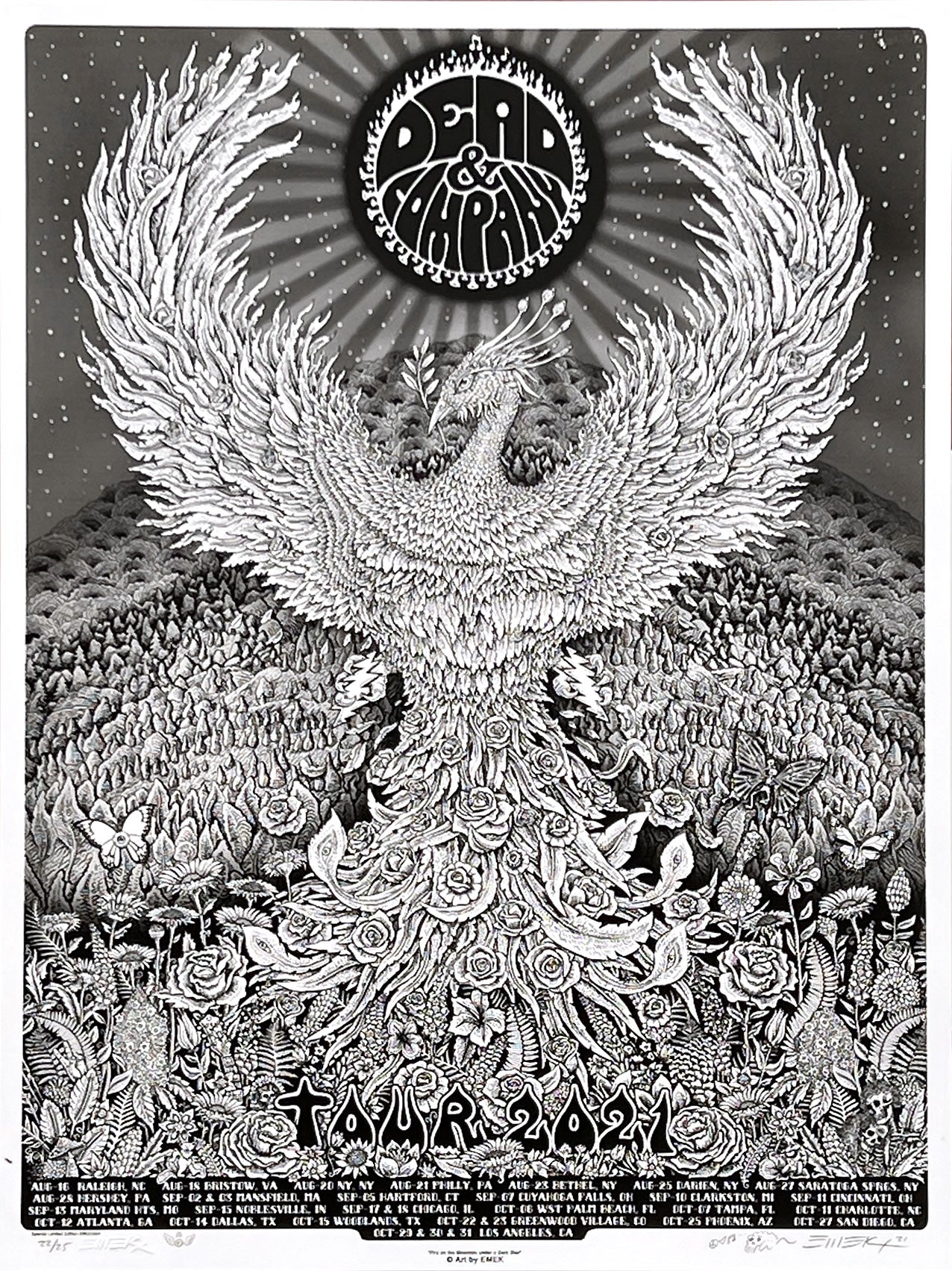 Dead Phoenix B+W Paper Poster by Emek