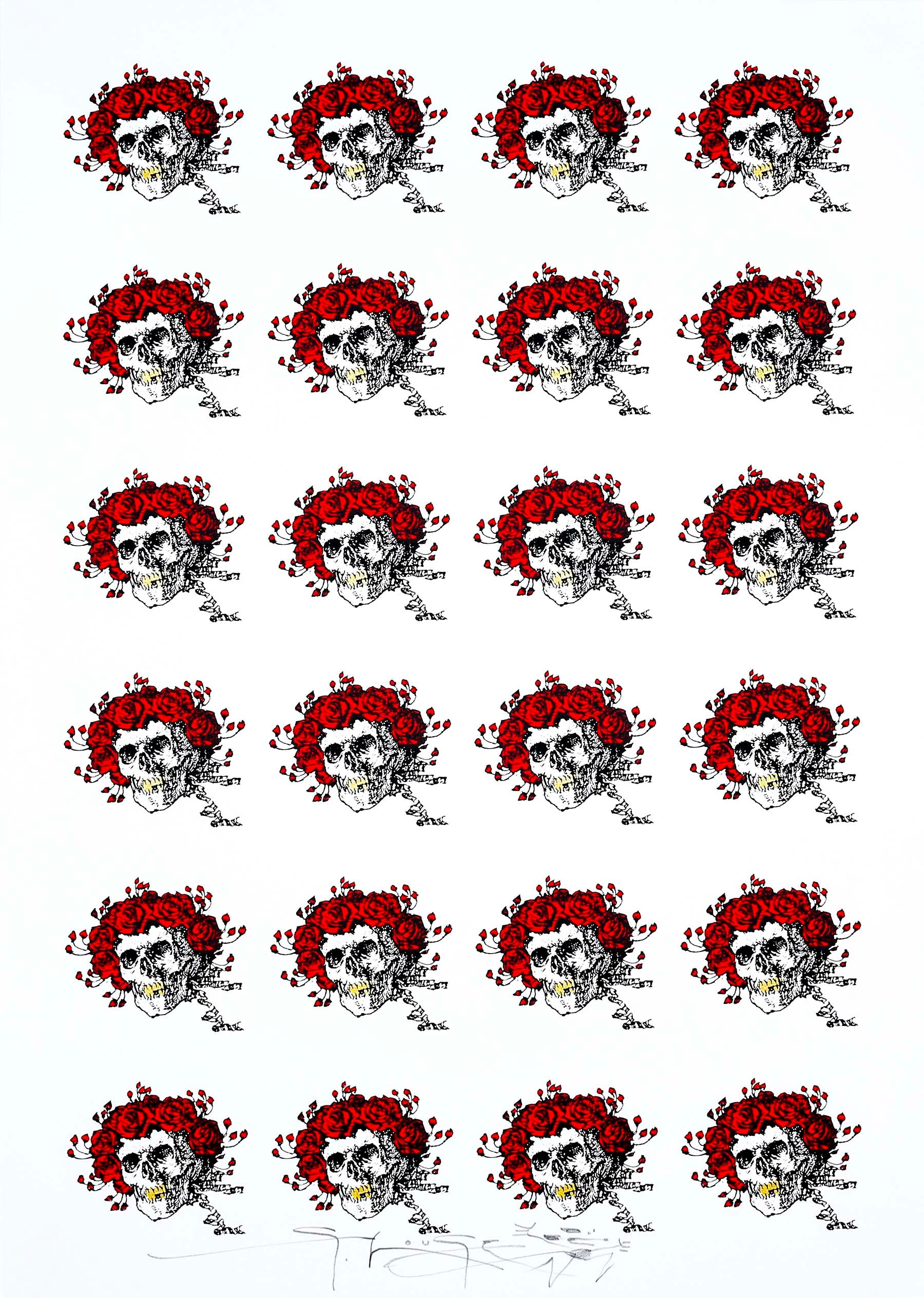 Teeh With Roses Pop Skull & Roses (w/gold teeth) Screen Print by Stanley Mouse ...