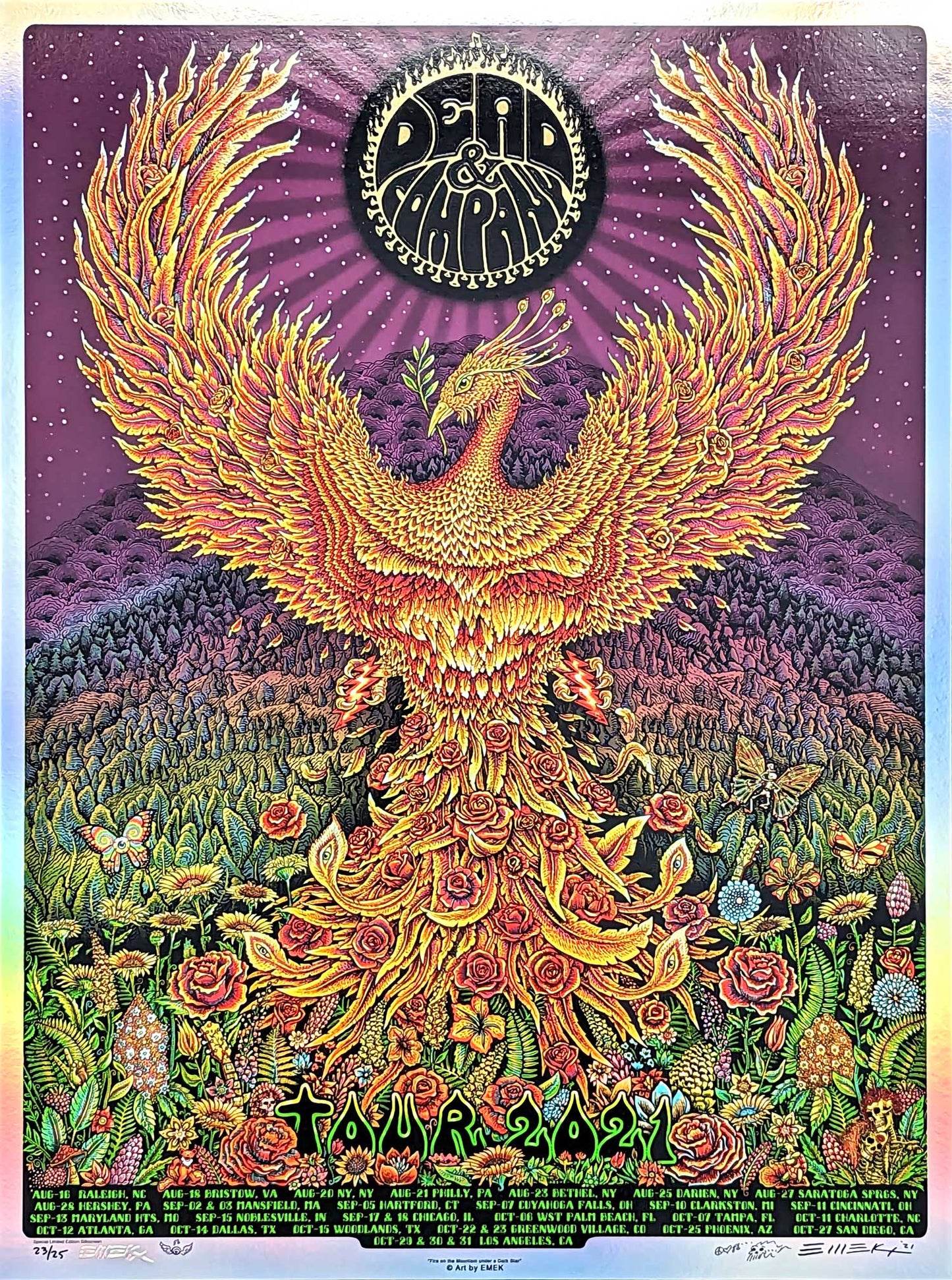 Dead Phoenix Color Foil Poster by Emek