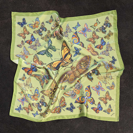 Dead Butterflies Silk Scarf by Emek - Green