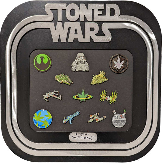 Stoned Wars Framed Set of 12 Pins by Emek